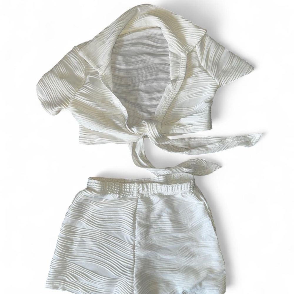 White Textured Two-Piece Set